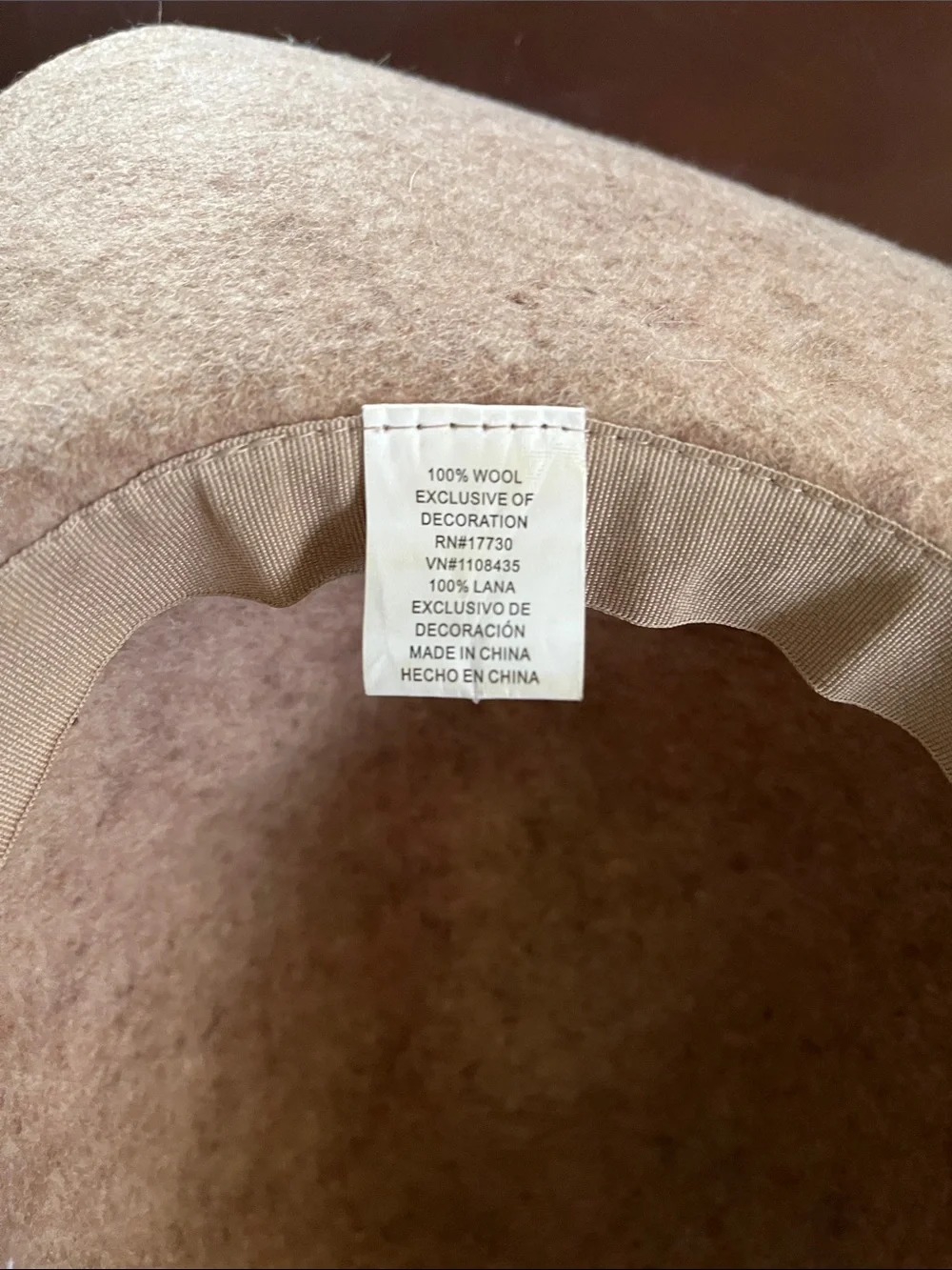Wide-Brim Felt Boho-Safari Hat with Braided Feather Trim — Beige